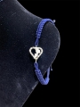Bracciale in corda blu con La calabria nel cuore in argento 925